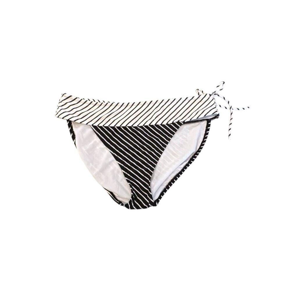 ATHLETA Black & White Stripe Bikini Bottoms